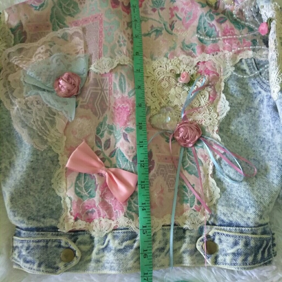 VTG OOAK 80s Acid Wash Denim Stone Embellished - Picture 8 of 8